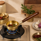 Artisan Brass Tadka Pan With Wooden Handle