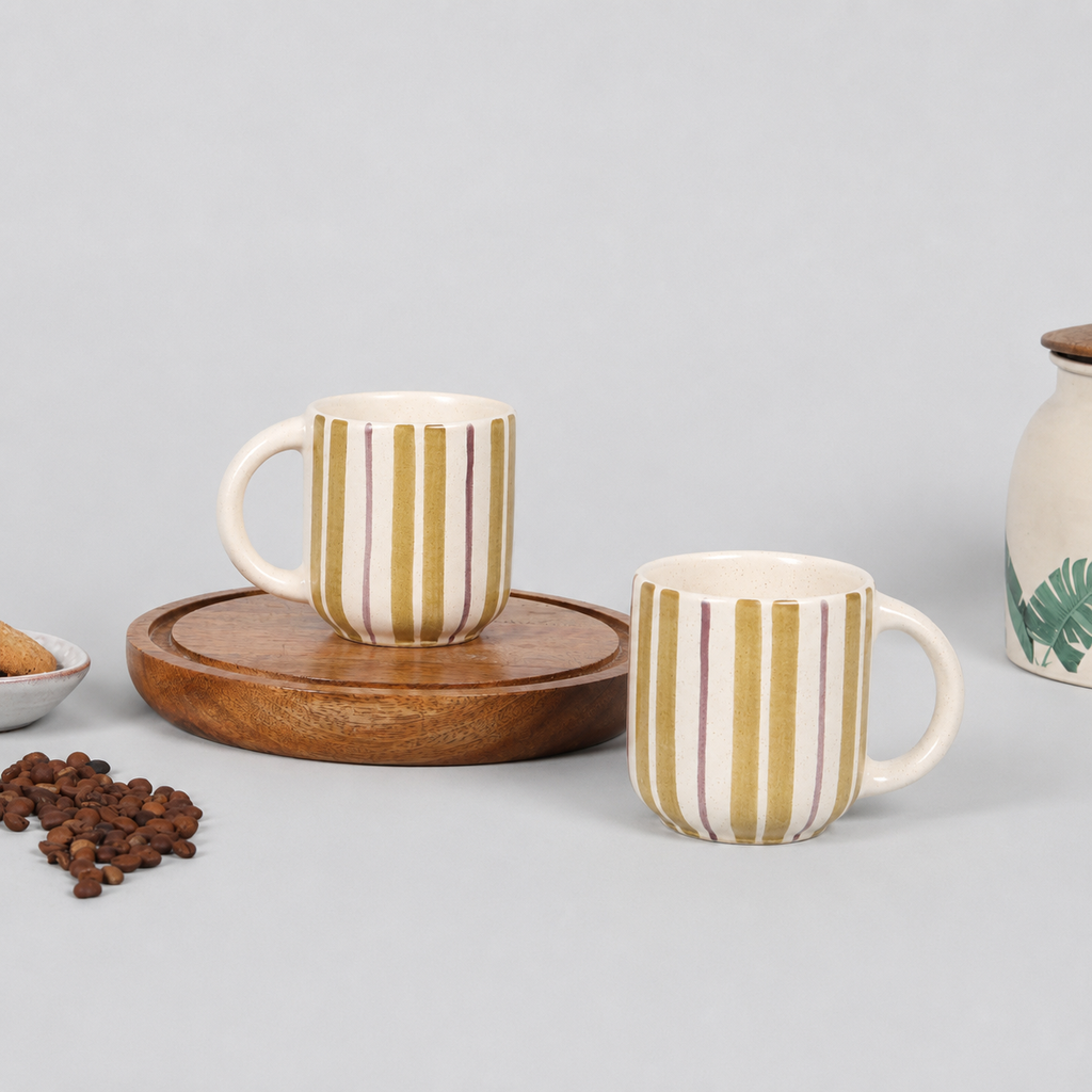 Coastline Handmade Mustard Ceramic Mug (Set of 2)