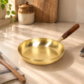 Artisan Brass Frying Pan with Wooden Handle