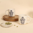 Botanical Slate Blue Handmade Ceramic Mug (Set of 2)