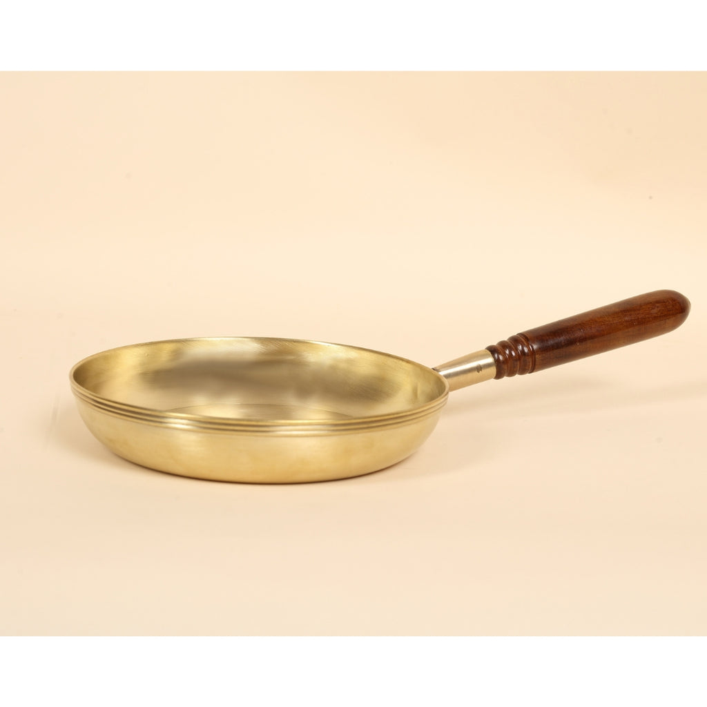 Artisian Brass Frying Pan with Wooden Handle