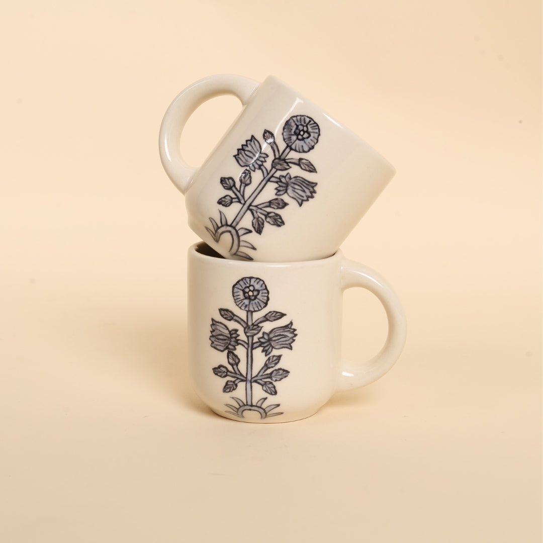 Slate Blue Botanical Coffee Mug