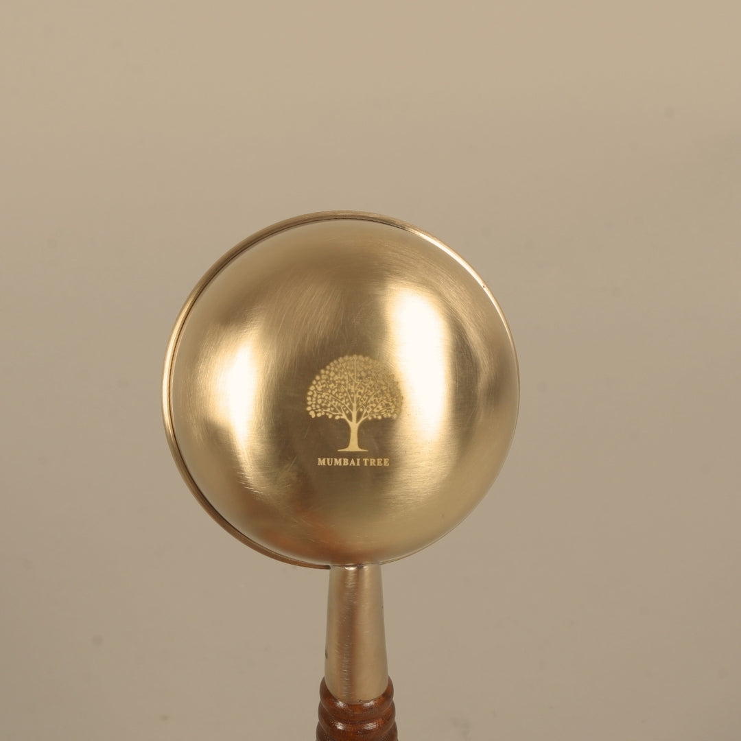 Artisan Brass Tadka Pan With Wooden Handle