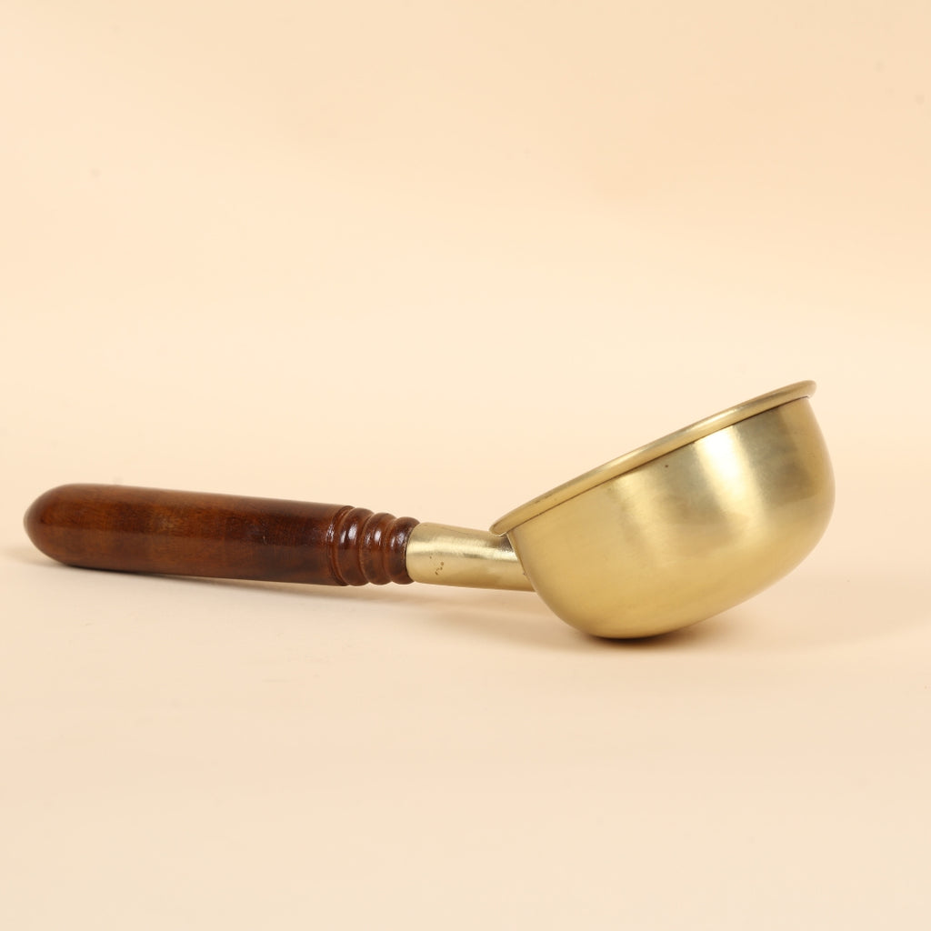 Artisan Brass Tadka Pan With Wooden Handle