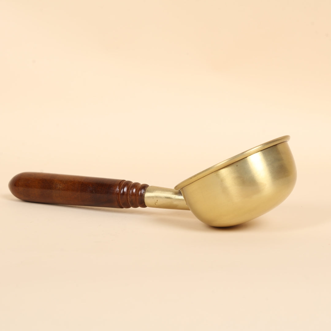 Artisan Brass Tadka Pan With Wooden Handle
