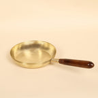 Artisan Brass Frying Pan with Wooden Handle