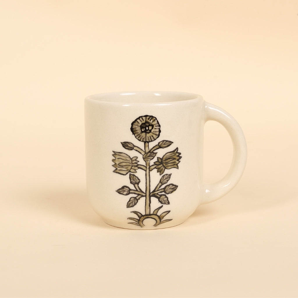 Botanical Ochre Handmade Ceramic Mugs (Set of 2)