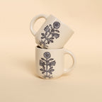 Botanical Slate Blue Handmade Ceramic Mug (Set of 2)