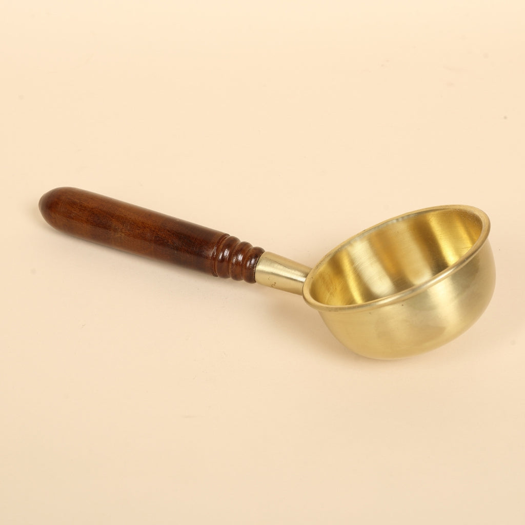 ARTISAN BRASS TADKA PAN WITH WOODEN HANDLE