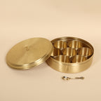 Aurum Brass Round Masala Box