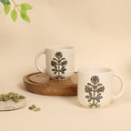 Botanical Ochre Handmade Ceramic Mugs (Set of 2)