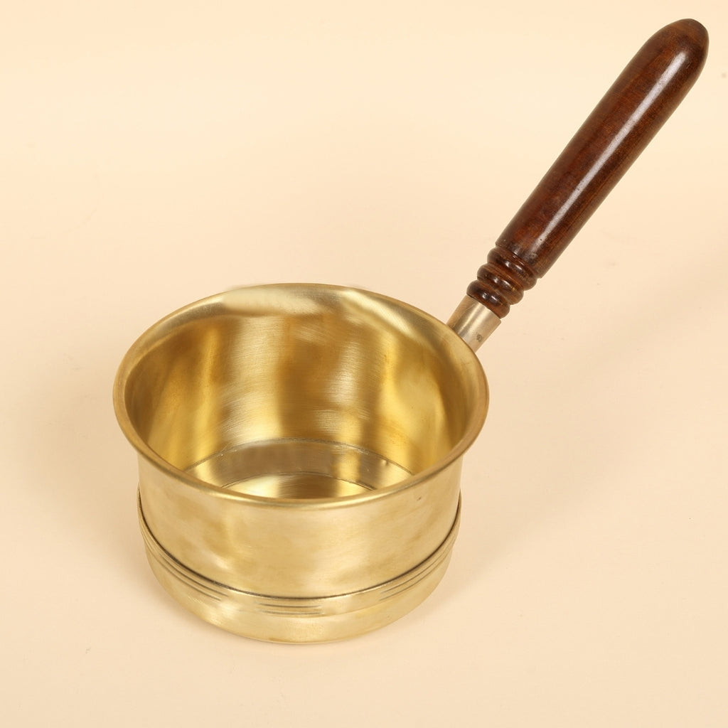 Artisan Brass Tea Pan With Wooden Handle