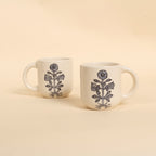 Botanical Slate Blue Handmade Ceramic Mug (Set of 2)