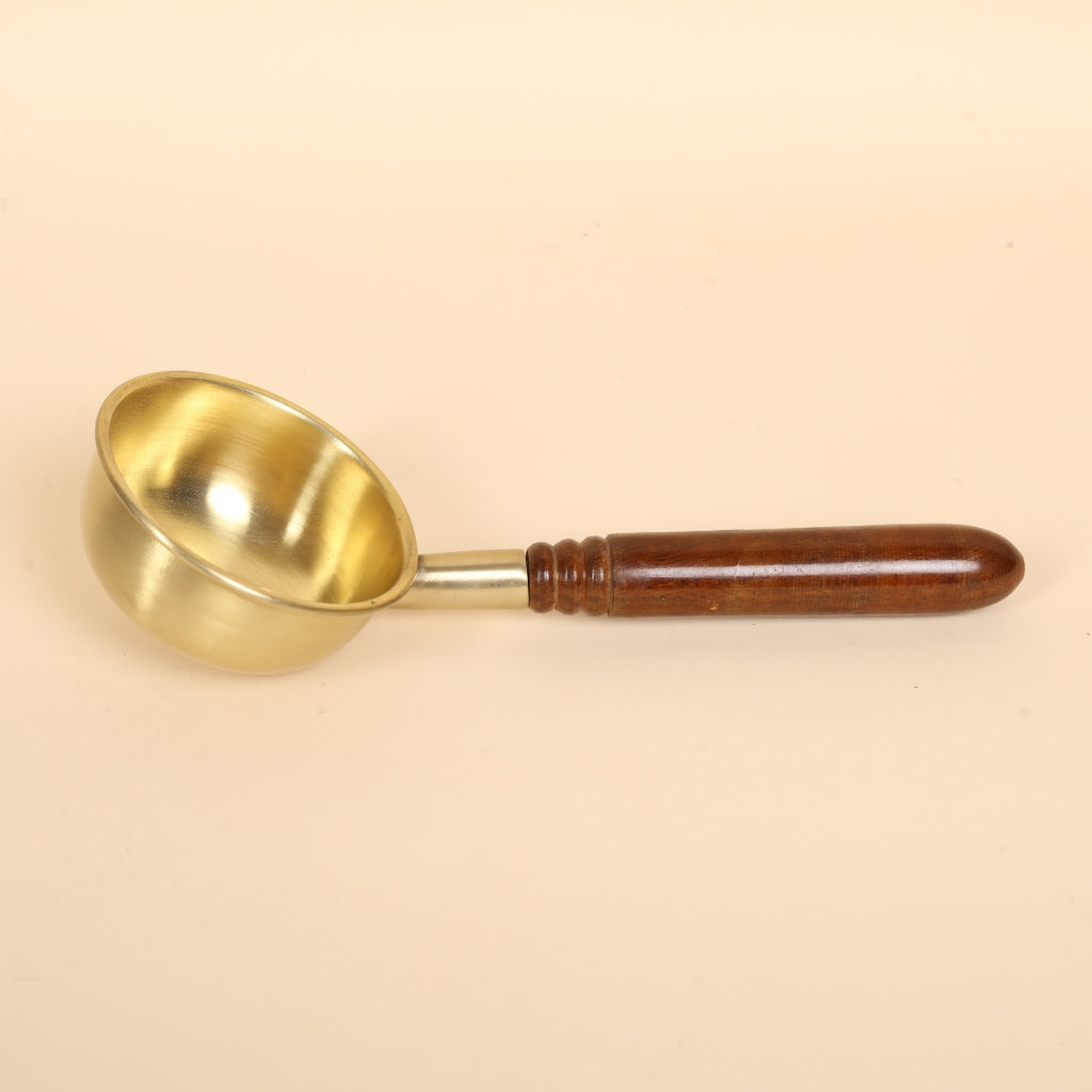 Artisan Brass Tadka Pan With Wooden Handle