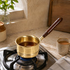 Artisan Brass Tea Pan With Wooden Handle