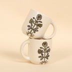 Botanical Ochre Handmade Ceramic Mugs (Set of 2)
