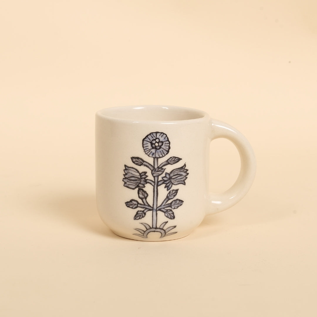Botanical Slate Blue Handmade Ceramic Mug (Set of 2)