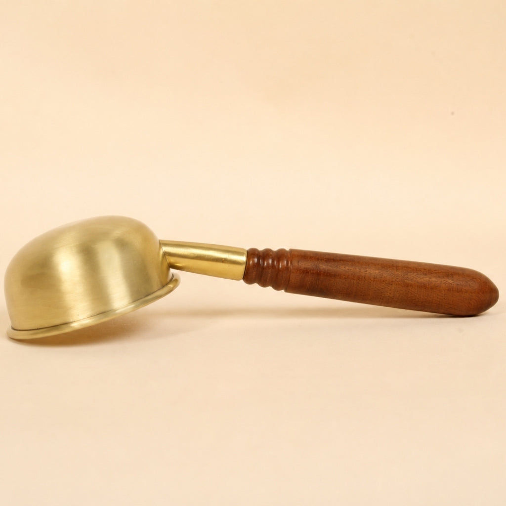 Artisan Brass Tadka Pan With Wooden Handle