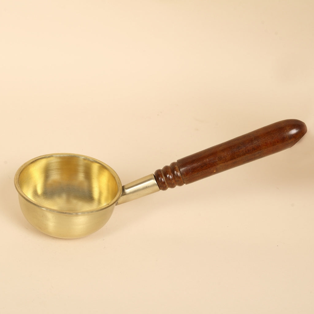 Artisan Brass Tadka Pan With Wooden Handle