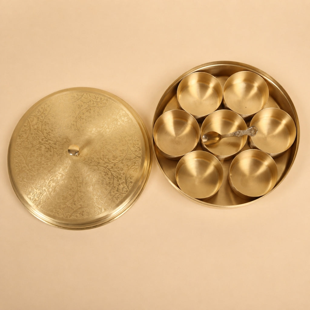 Aurum Brass Round Masala Box