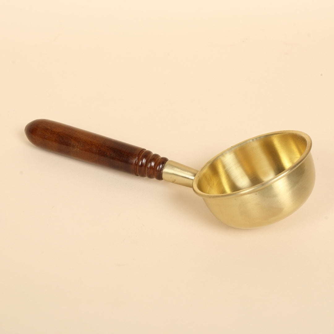 Artisan Brass Tadka Pan With Wooden Handle
